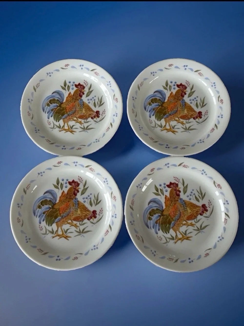 CORELLE COUNTRY MORNING 7 & 1/4 INCH DESSERT PLATES Set Of 4 Mint!